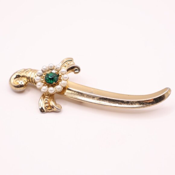 Vintage Coro Costume Shamshir Brooch - Picture 3 of 5